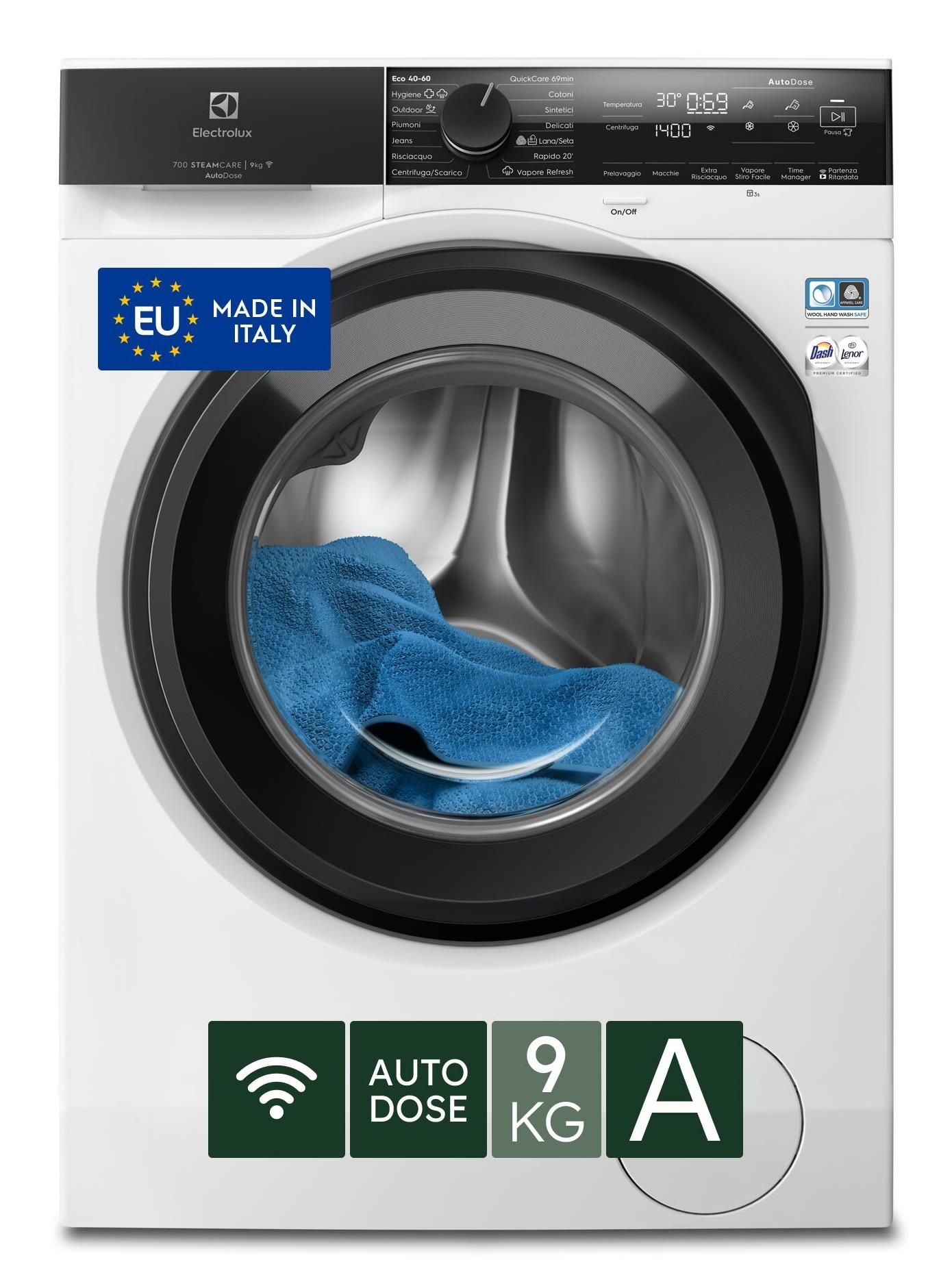 Electrolux EW7F49GQ Lavatrice serie 700 SteamCare Autodose 9 kg 1400 giri Classe A