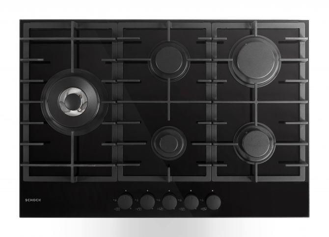 Schock CRYSTAL PC75 Piano cottura a gas cm 75 5 fuochi vetro nero