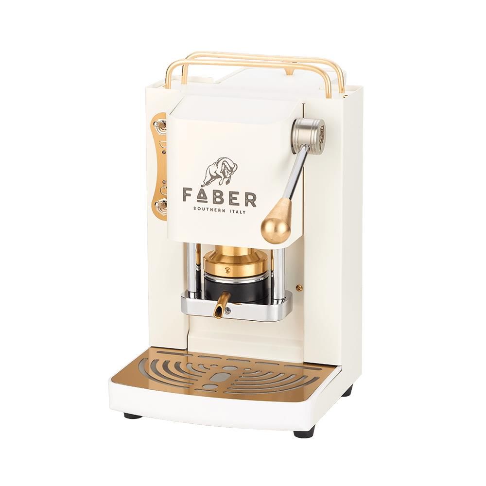 Faber Pro Mini Deluxe Macchina da Caffe 44mm Selezione Pure White Ottone