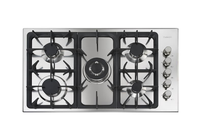 Foster 7246 062 Linea Professionale Piano Cottura a Gas 5 Zone Griglie in ghisa Bruciatori speciali 87 cm Inox Spazzolato