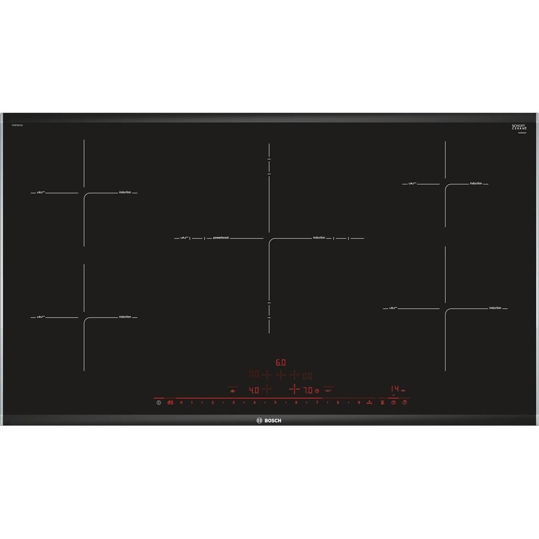 Bosch PIV975DC1E Piano Cottura a Induzione 5 Zone DirectSelect Premium PerfectFry PowerBoost 90 cm Nero