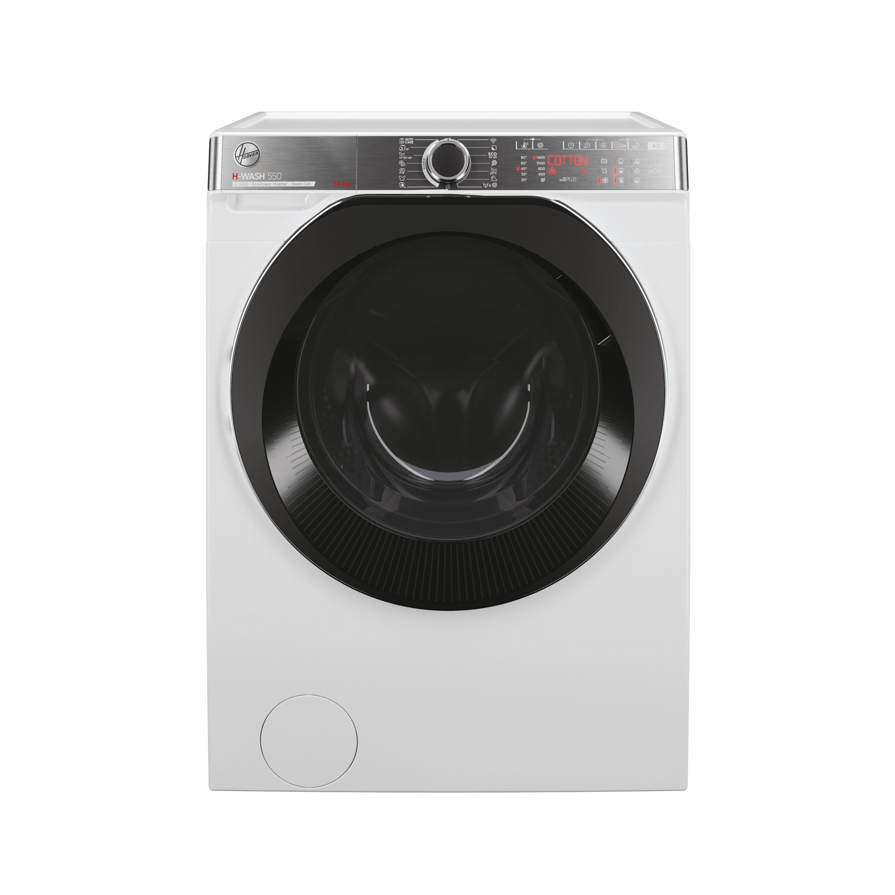 Hoover H-WASH 550 H5WPB414AMBC-S Lavatrice a carica frontale 14kg 1400 giri classe A motore Eco-Power EcoDoser scan etichette funzione vapore controllo remoto bianco 60x67x85