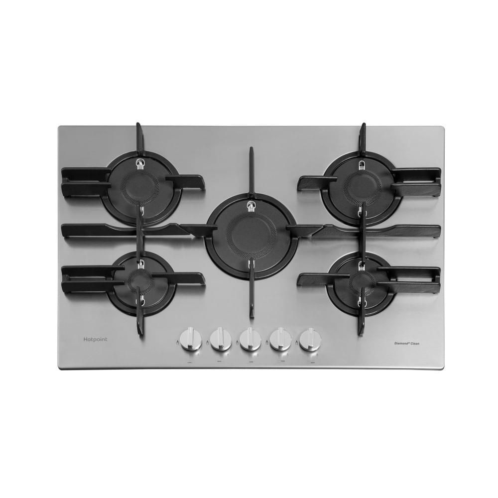 Hotpoint Ariston FTGHL 751 D/EX/HA Piano Cottura a Gas 5 Zone Griglie in Ghisa 75 cm Acciaio Inox