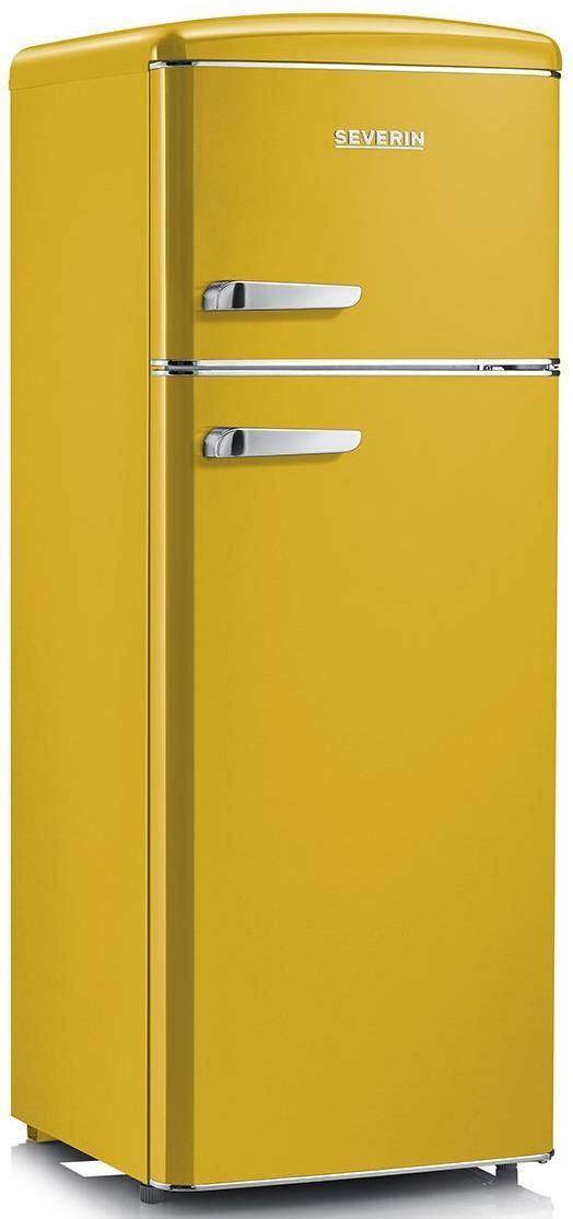 Severin RKG 8936 Retrò Frigorifero Doppia Porta Capacità 208 Litri Classe energetica E Raffreddamento Statico colore Giallo
