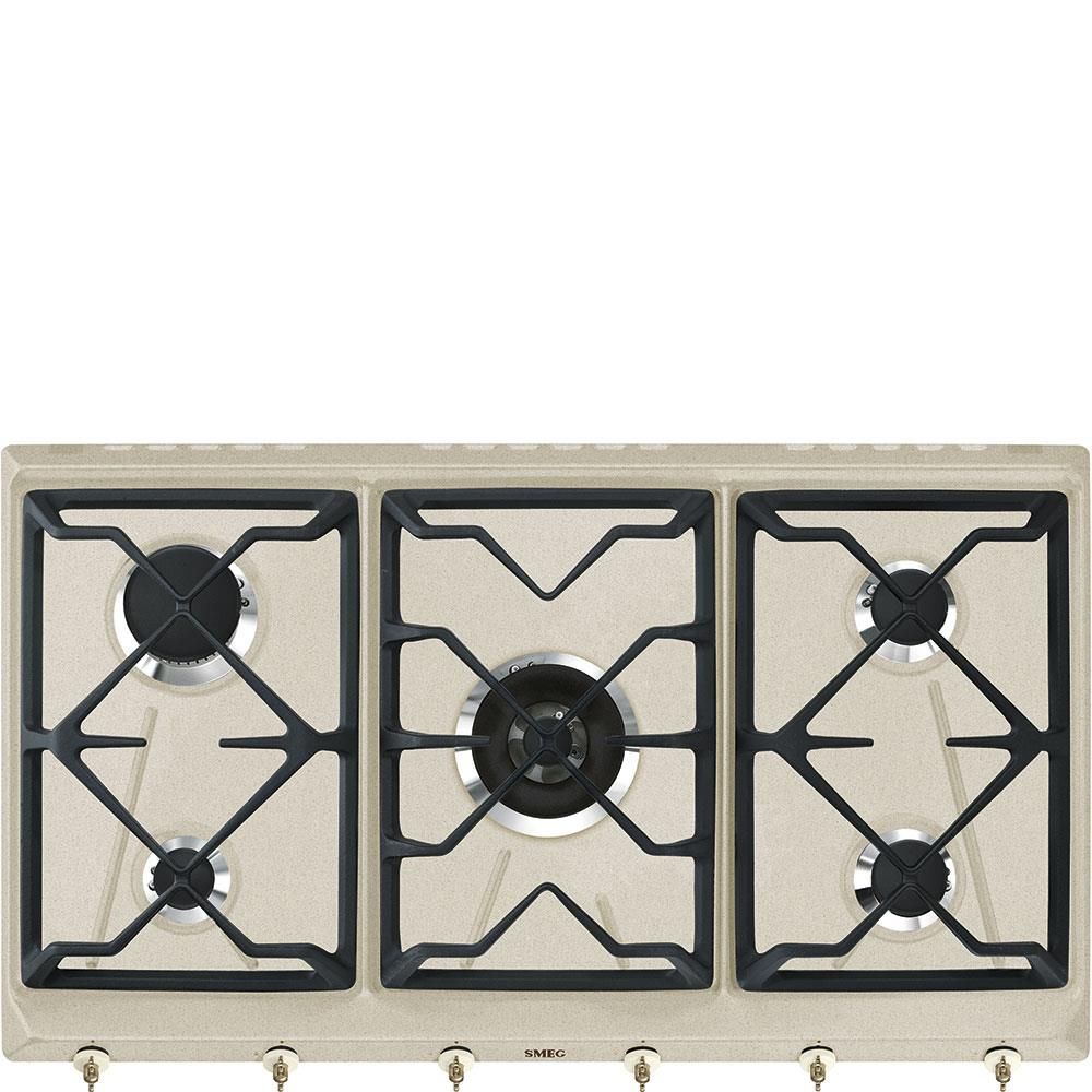 Smeg SRV896AVOGH2 Piano Cottura a Gas 5 Zone Griglie in Ghisa Estetica Coloniale 90 cm Avena