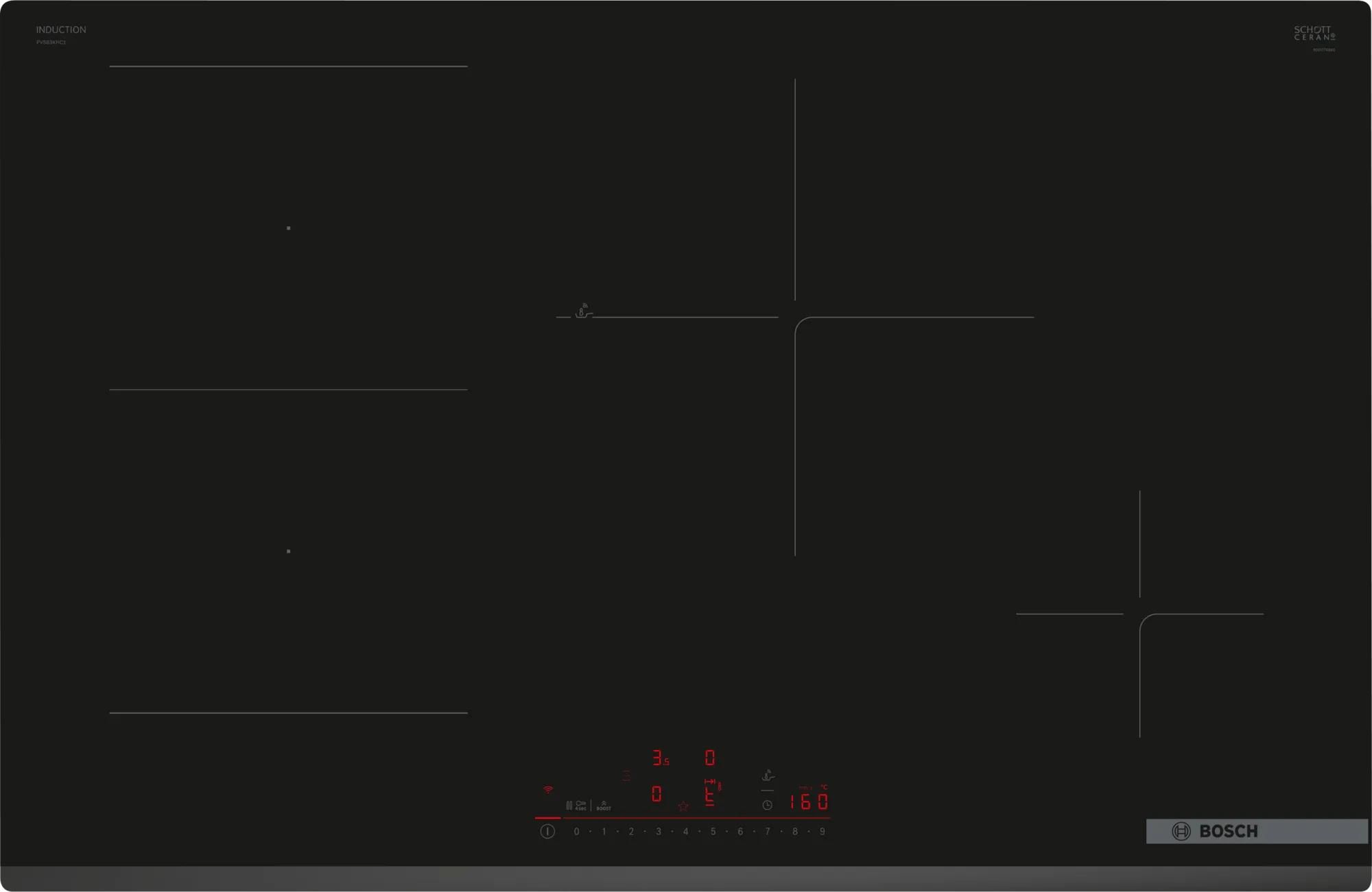 Bosch PVS83KHC1Z Serie 6 Piano cottura induzione cm. 80 vetroceramica nero