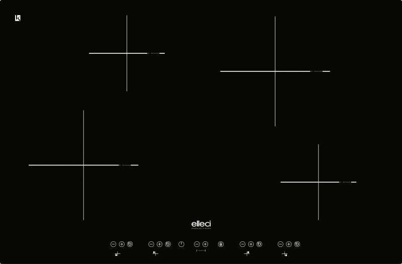 ELLECI PKIL80186 Linea Leaf Piano Cottura a Induzione 4 Zone con Boost 9 Livelli di potenza Boost Limitatore di Potenza programmabile su 3 livelli 80 cm Kuro Black 86