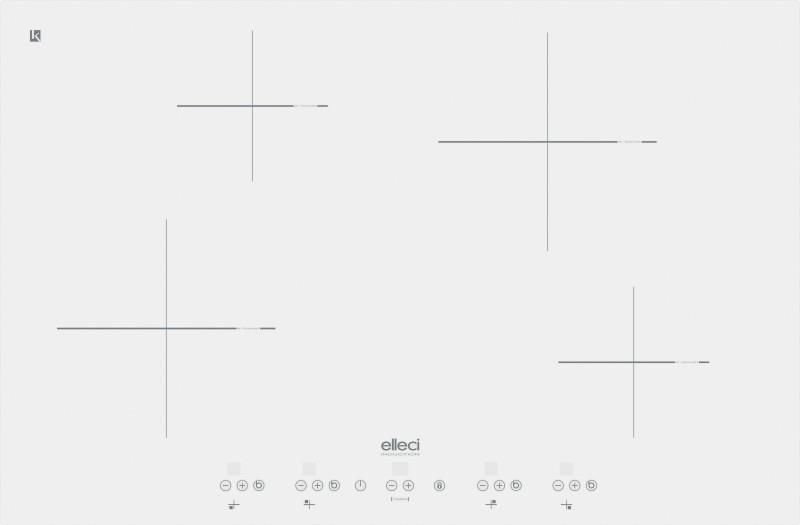 ELLECI PKIL80196 Linea Leaf Piano Cottura a Induzione 4 Zone con Boost 9 Livelli di potenza Limitatore di Potenza programmabile su 3 livelli 80 cm Kera White 96