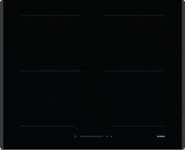 ASKO HI 1631 G Piano Cottura a Induzione 4 Zone 2 Zone Bridge Touch Control 10 Livelli di Potenza Real Bridge 64 cm Nero