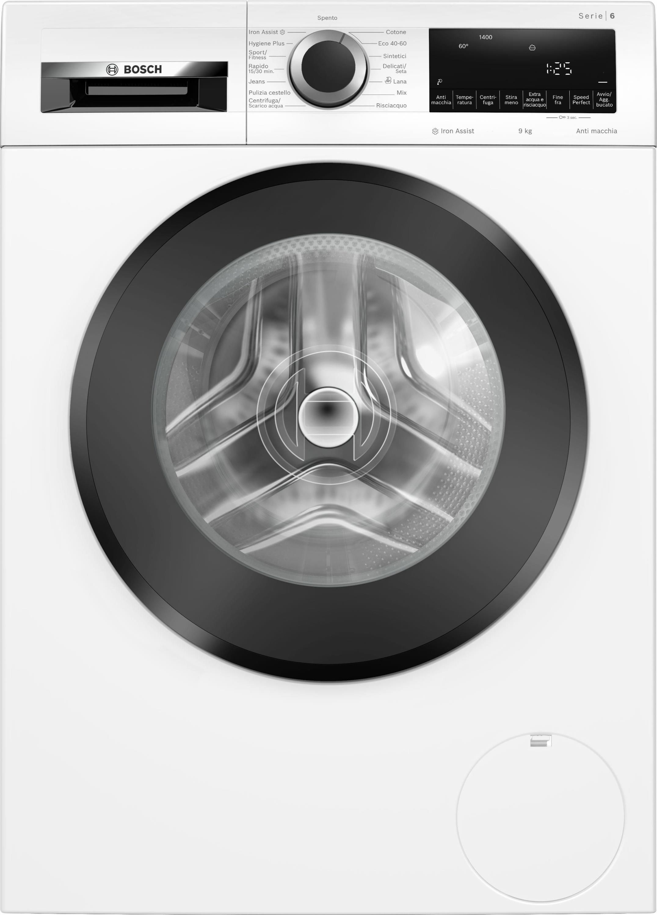 Bosch WGG144Z0IT Serie 6 Lavatrice a carica frontale capacità 9 kg 1400 rpm Iron Assist: riduce le pieghe fino al 50% sistema Anti macchia Bianco 60 cm