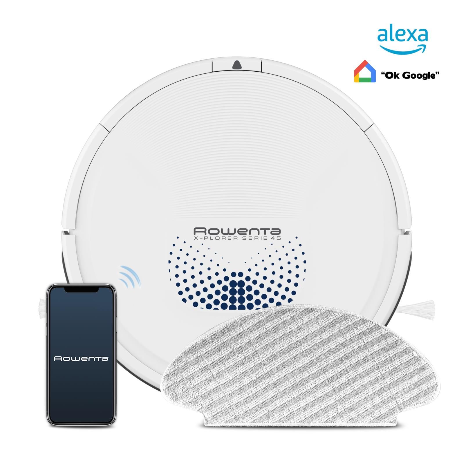 Rowenta RR8277 X-Plorer Serie 45 Robot Aspirapolvere Lavapavimenti Autonomia 150 Min 3 Modalità di Pulizia Sistema Aqua Force Compatibilità Assistenti Vocali Bianco - Bomballa Rowenta RR8277 X-Plorer Serie 45 Robot Aspirapolvere Lavapavimenti Autonomia 150 Min 3 Modalità di Pulizia Sistema Aqua Force Compatibilità Assistenti Vocali Bianco