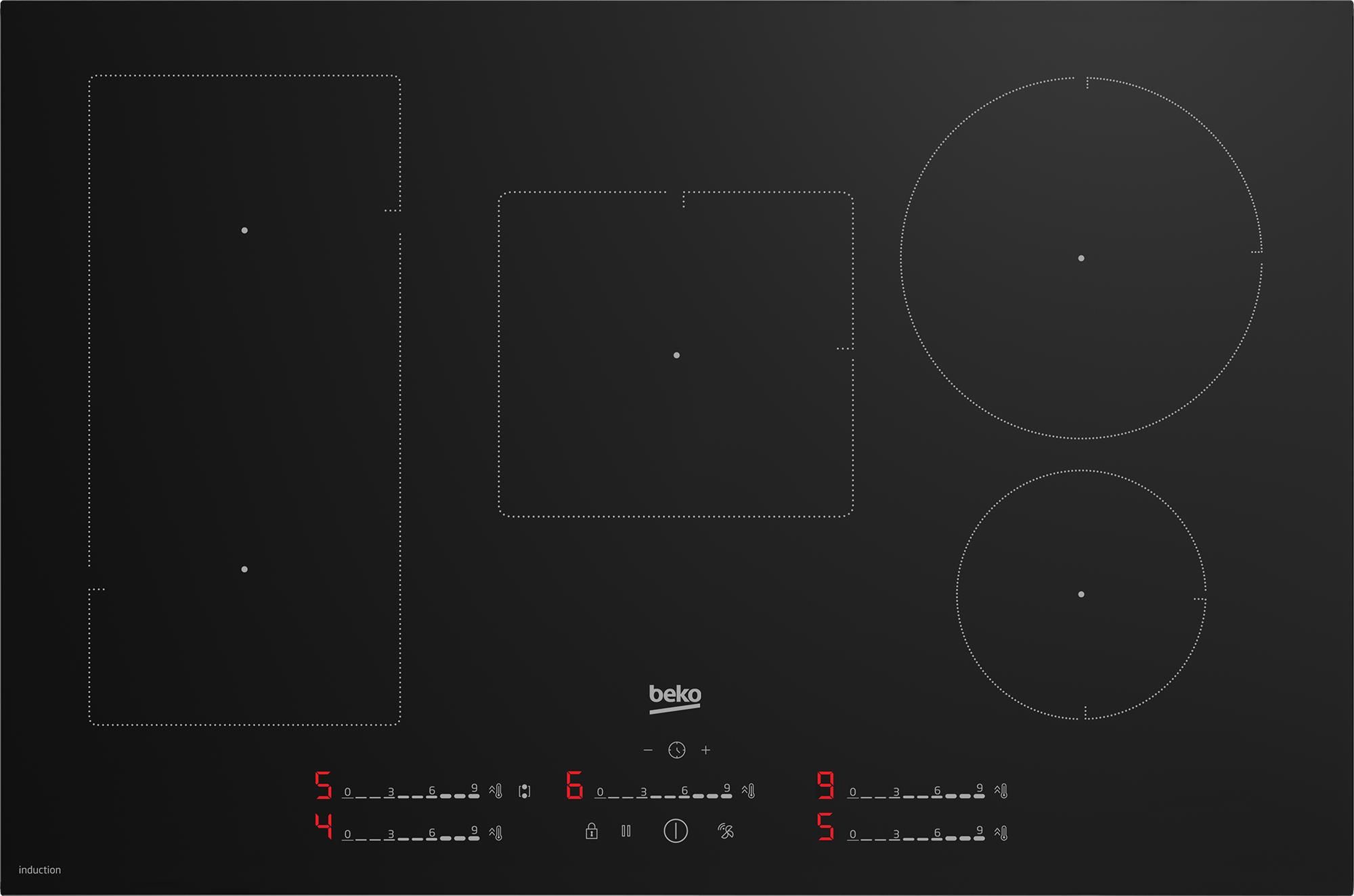 Beko HII85720UFT Piano Cottura Nero da Incasso 80cm a Induzione 5 Zone