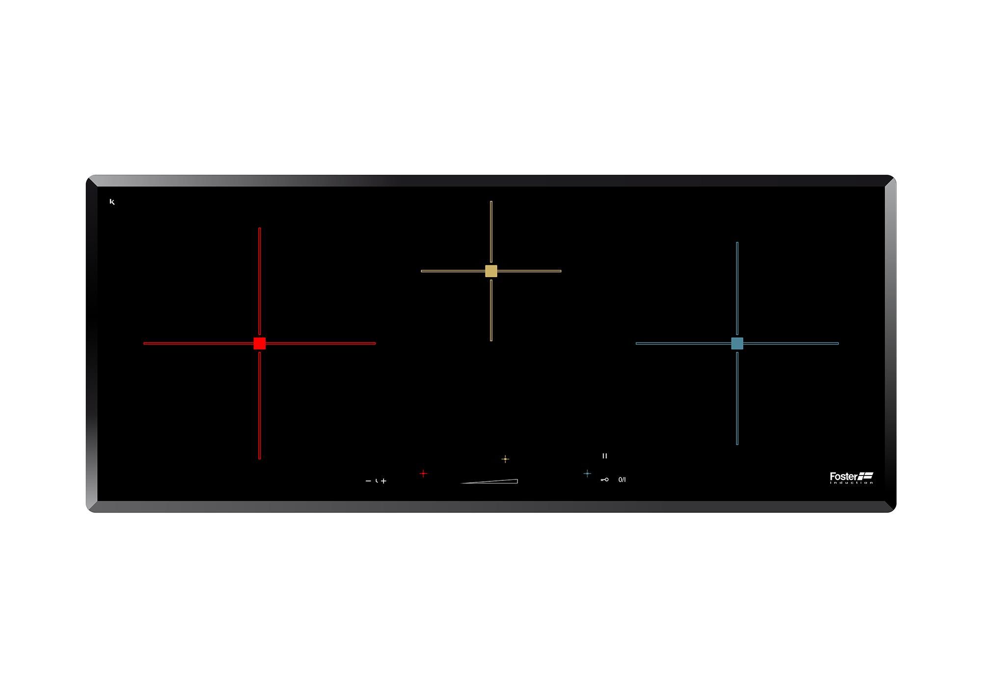 Foster 7330 241 Linea S4000 Induction Con Power Control Piano Cottura in Vetroceramica a Induzione 3 Zone 9 Livelli di potenza 84 cm Nero