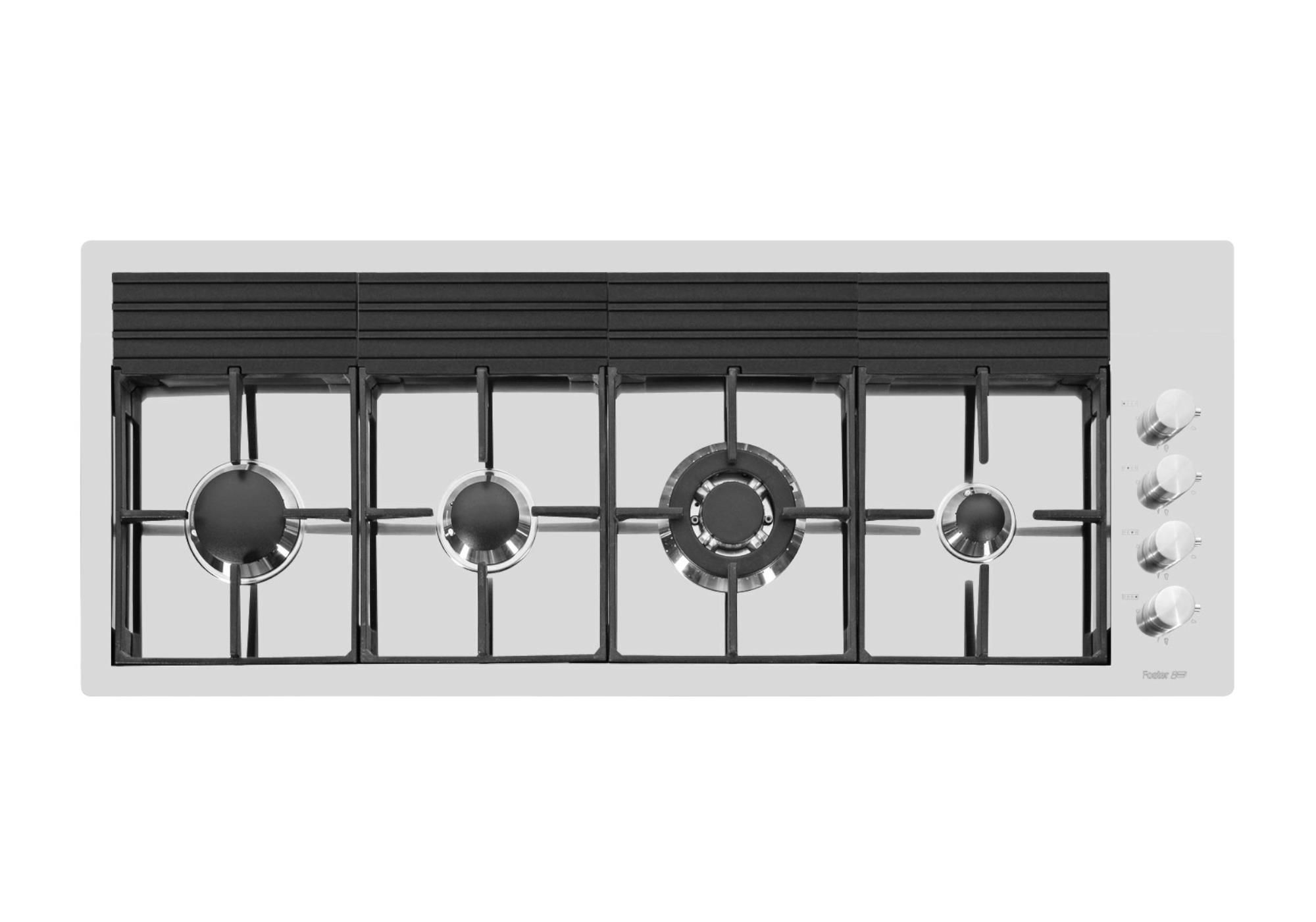 Foster 7284 042 Serie S4000 Line XL Piano Cottura a Gas 4 Zone Bruciatori iii serie Griglie in ghisa 120 cm Inox Spazzolato