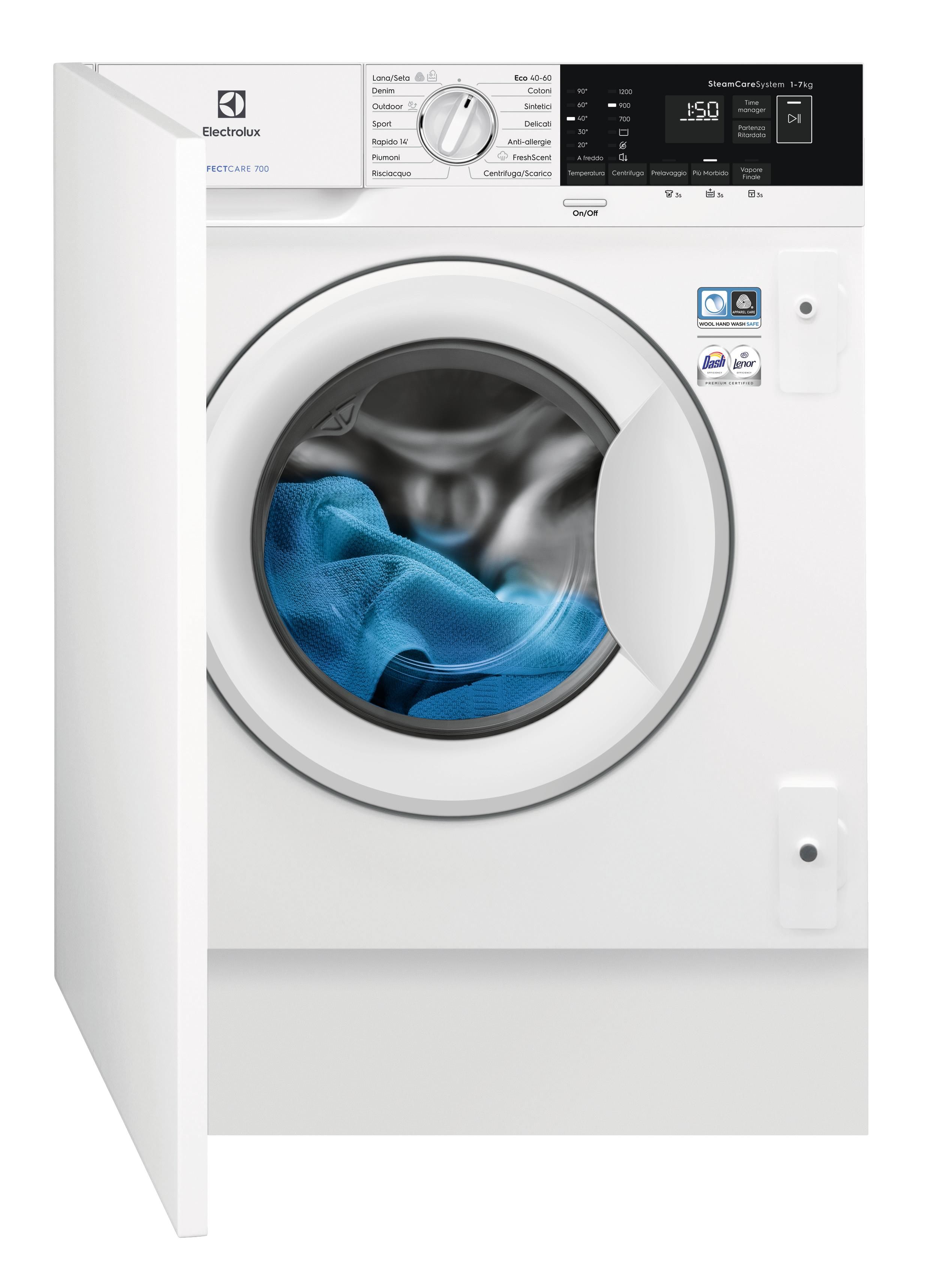 Electrolux EW7F572WBI Lavatrice Vapore PRO TimeManager Classe Energetica D Capacità di carico 7 Kg Centrifuga 1200 giri SensiCare