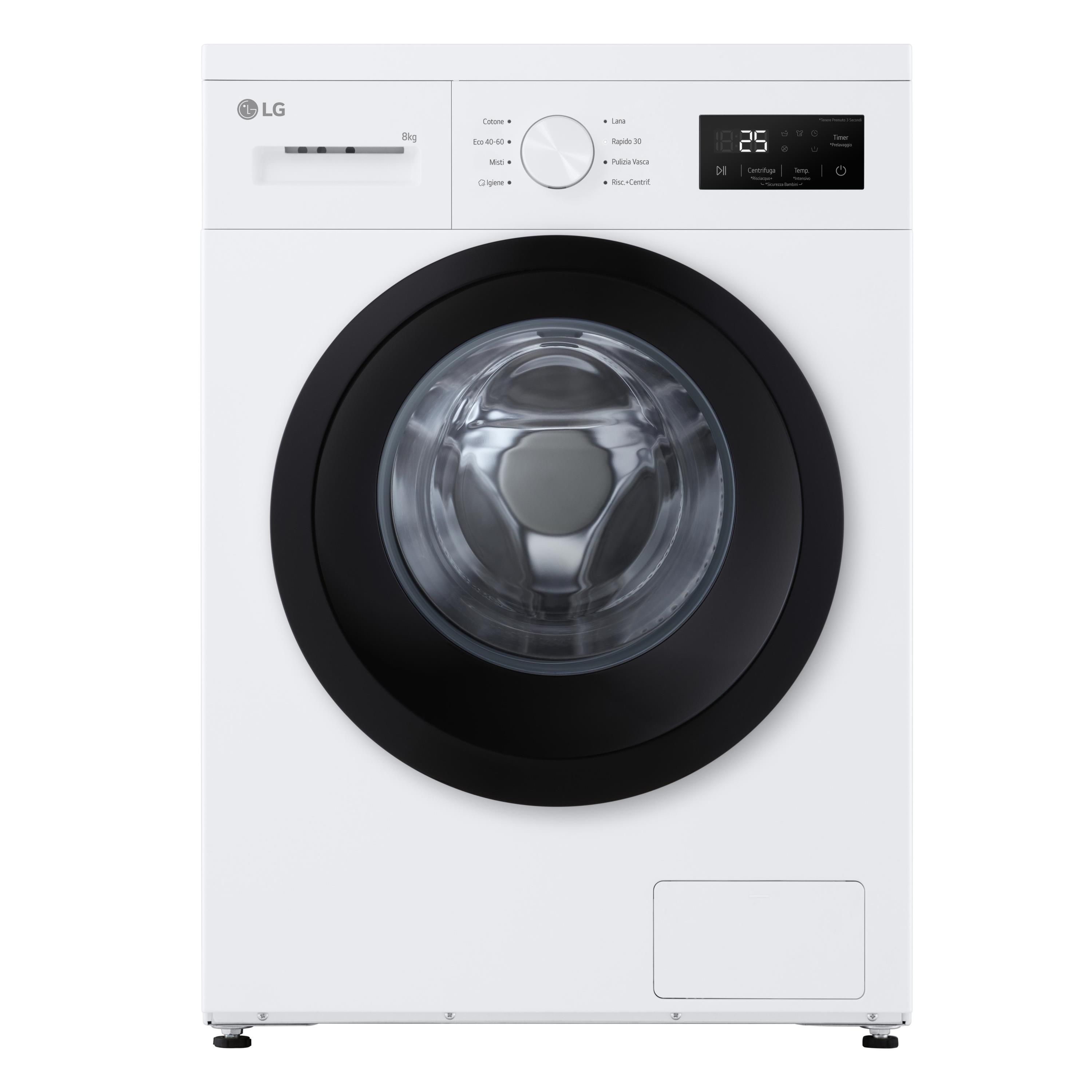 Lg F4NA10S8NWK Lavatrice Slim 8 Kg Classe A Profondità 47 cm Centrifuga 1400 giri Inverter Vapore colore Bianco