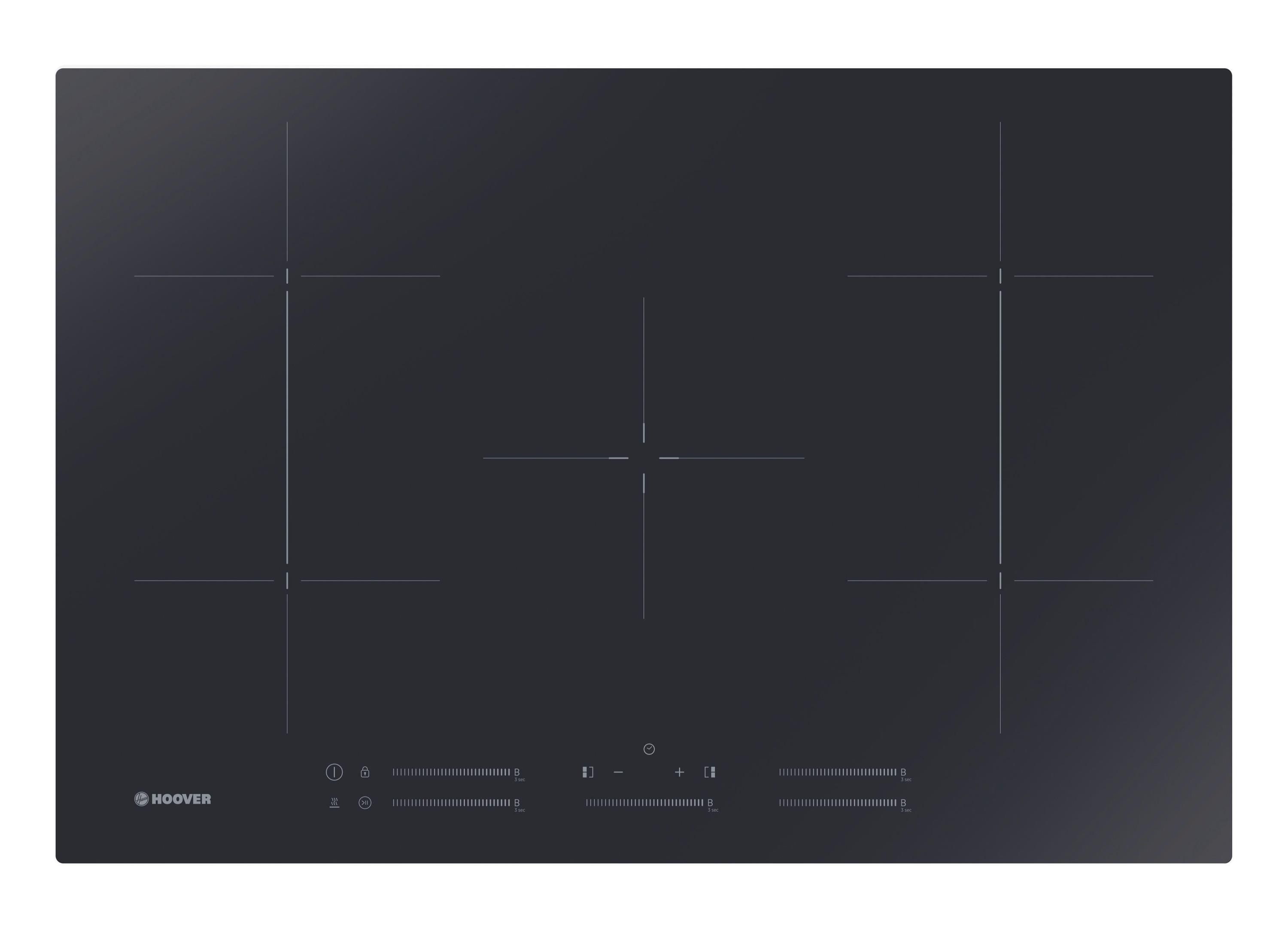 Hoover H-HOB 700 INDUCTION HIFS85MCTT Piano Cottura Induzione 5 Fuochi Larghezza 77 cm in Vetroceramica colore Nero