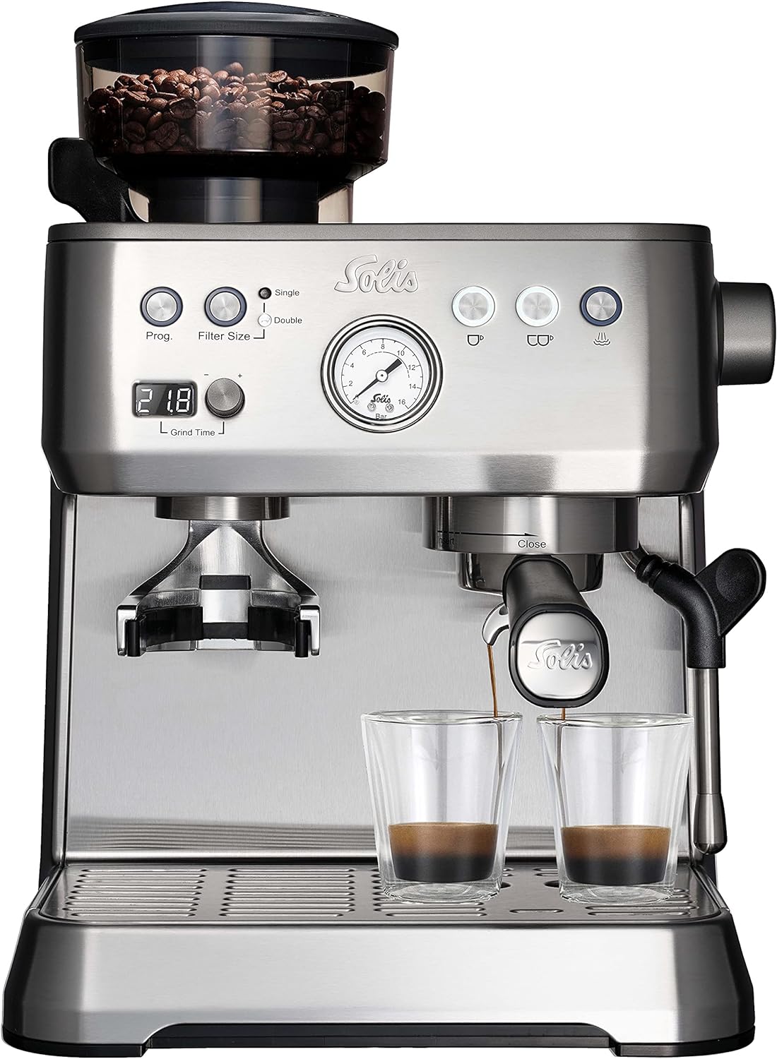 Solis Grind e Infuse Perfetta 1019 Macchina da Caffe' con Macina Caffe' Incorporato Silver
