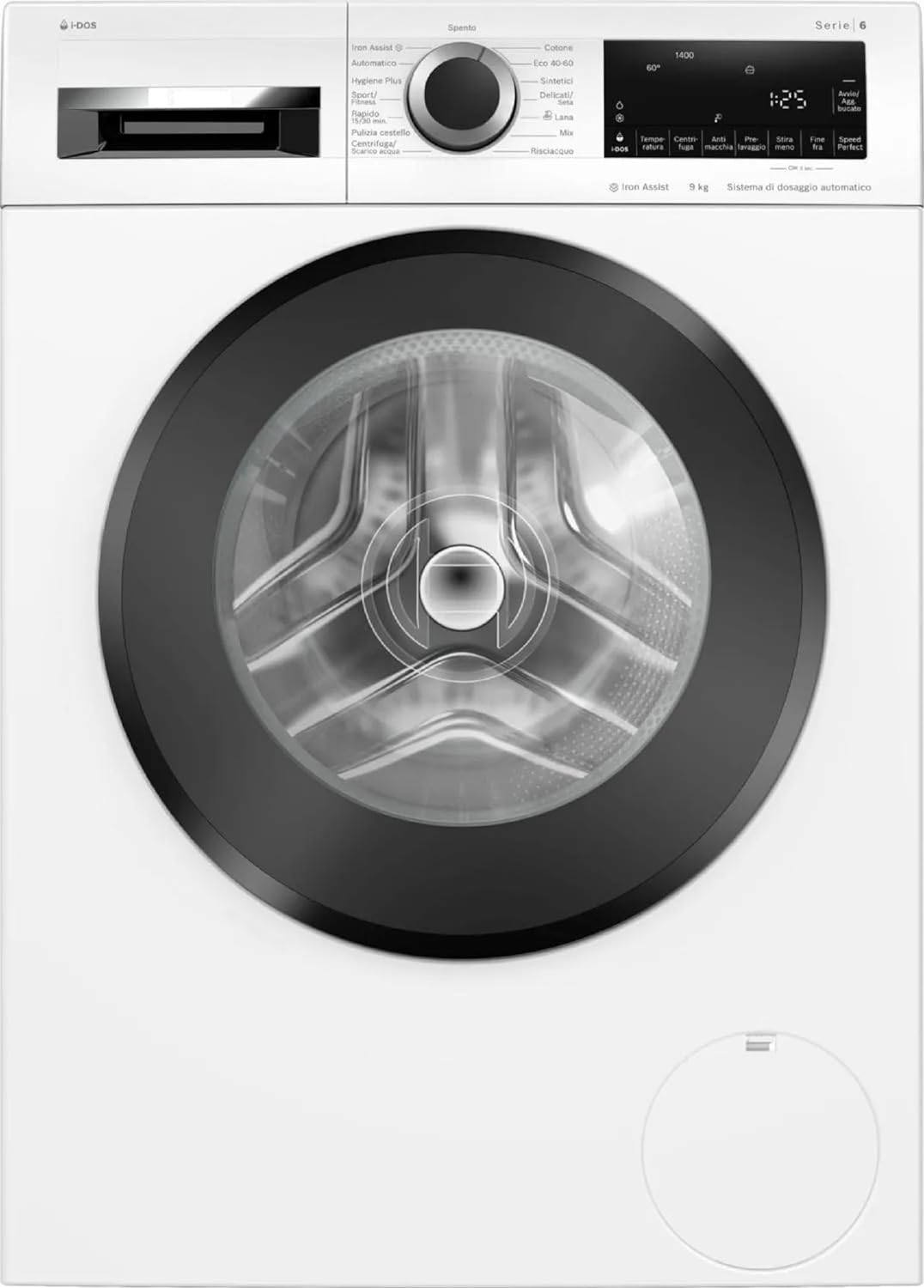 Bosch WGG244F0II Lavatrice 9 Kg Classe A Profondità 60 cm Centrifuga 1400 giri Motore Inverter Funzione Vapore colore Bianco